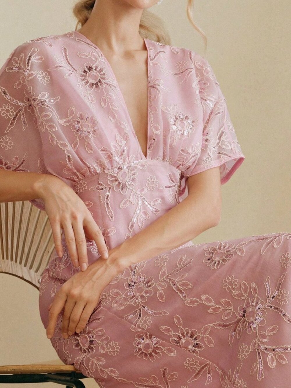 Baby Pink Elegant Women's Dress - Picture 7 of 8